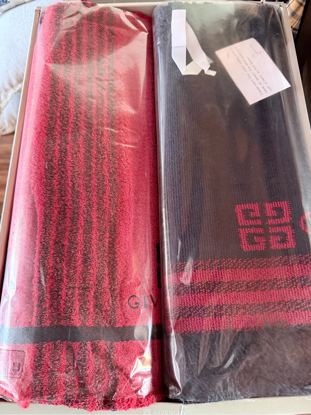 Givenchy Black & Red Bath Towel & Bath Mat